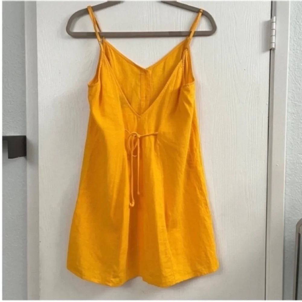 Show Me Your MuMu Remington Yellow Button-Front Spaghetti Strap Mini Dress Sz S - Picture 4 of 10
